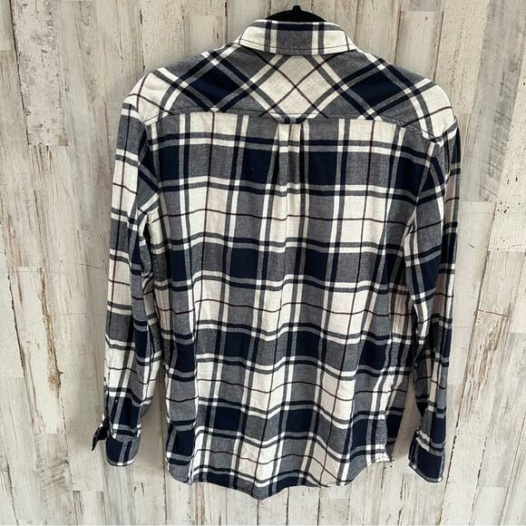 Wilfred Free Aritzia Blue Plaid Flannel Button Front Long Sleeve Shirt - Picture 5 of 6